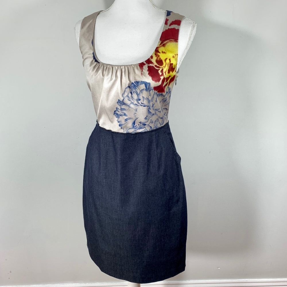 ELIE TAHARI Silk Denim skirt sheath career Dress